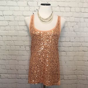 J. Crew Champagne Color Tank with Sequins on Front